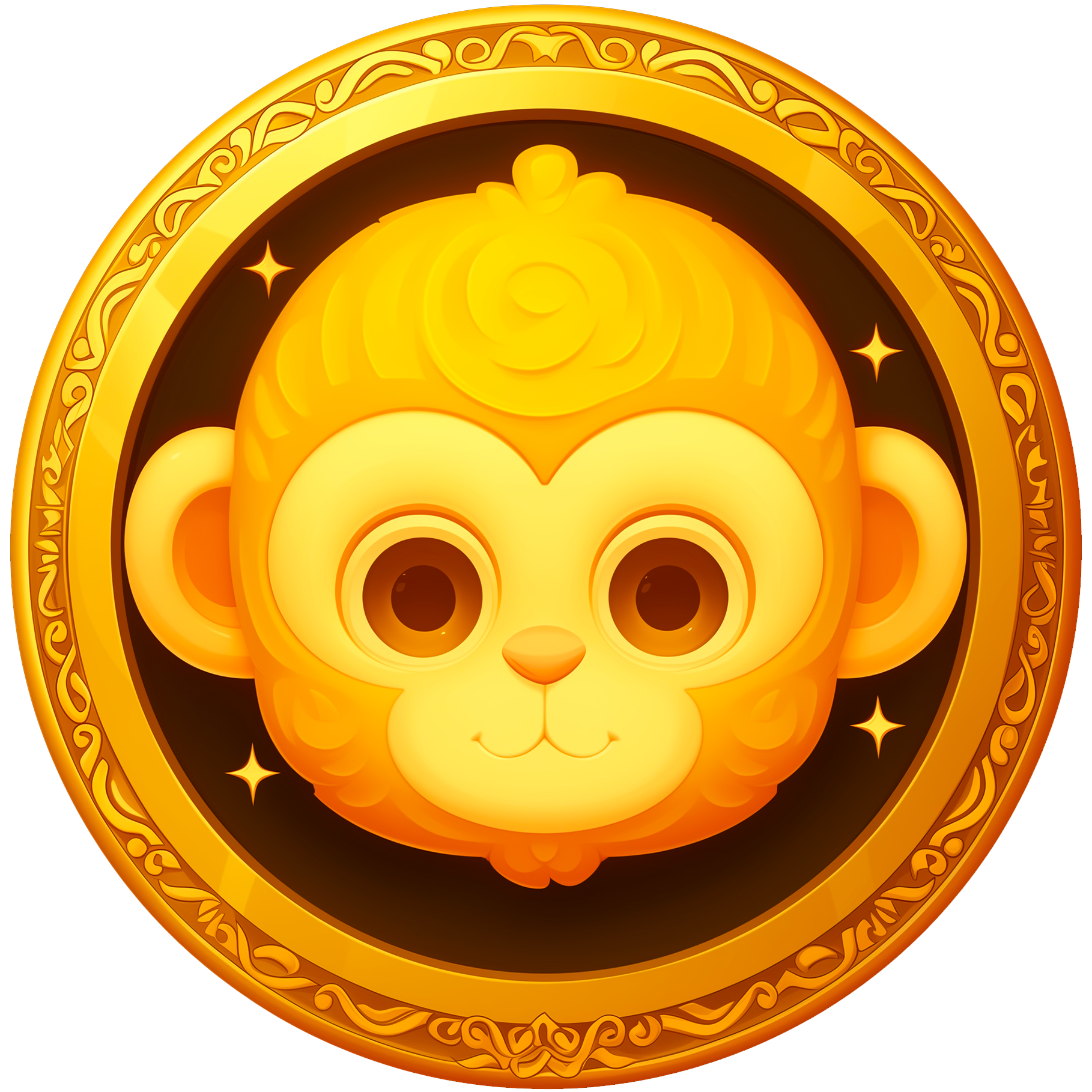 The momocoin logo: a little monkey coin with a cute face